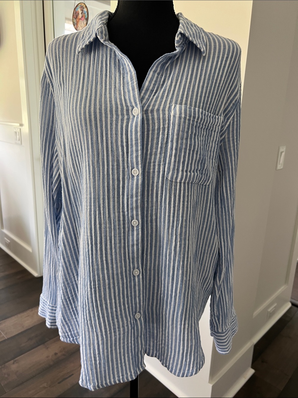 beachlunchlounge Blue & White Striped Button-Down Shirt
